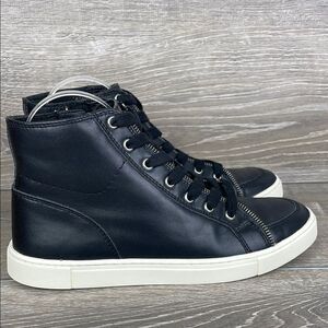 FRYE AND CO Sindy Women’s Sz 9M Black Leather Lace Up Side Zip High-Top Sneakers